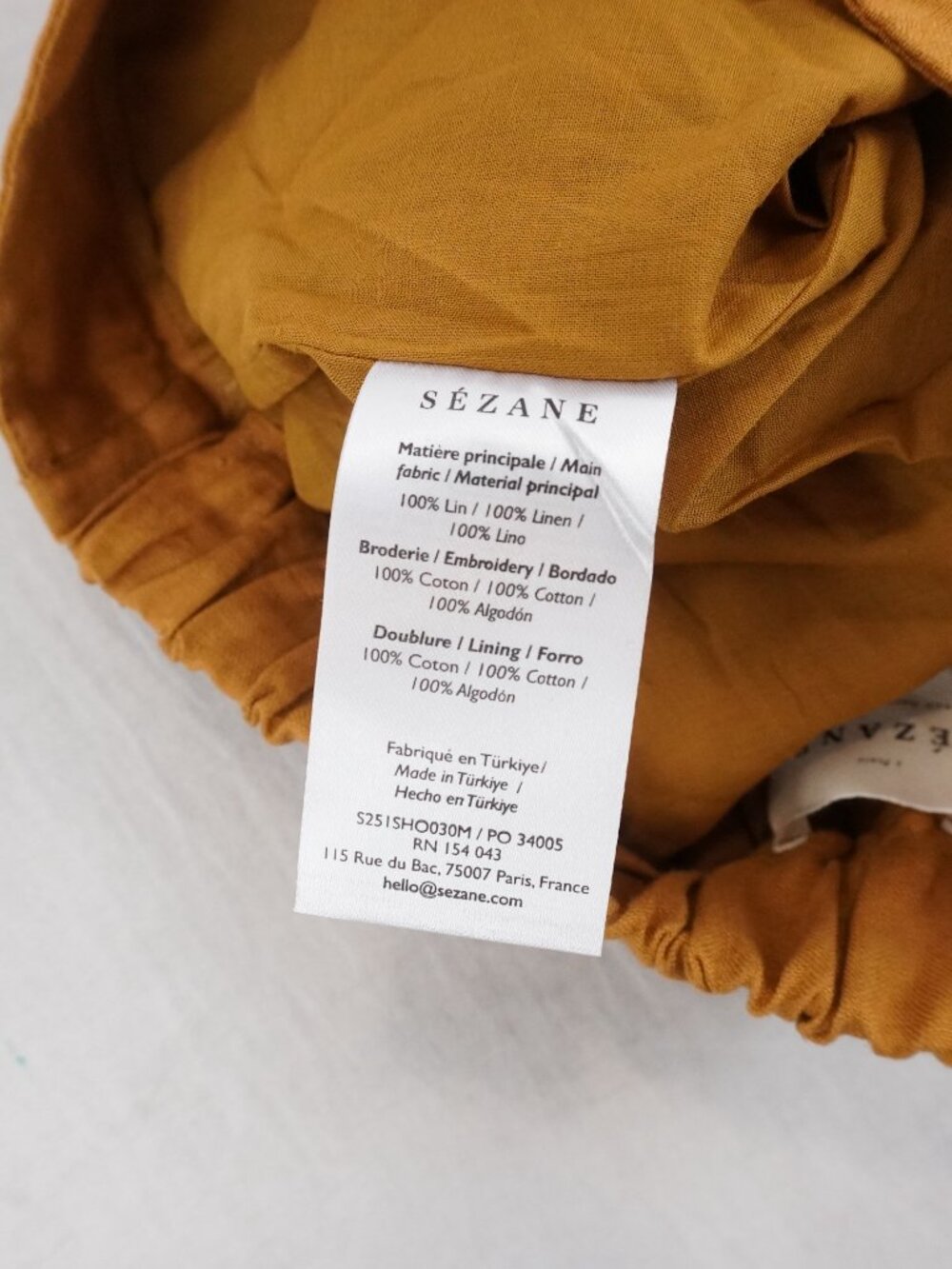 Sezane Nicolo High Waisted Linen Shorts in Cinnamon w/ Ecru Trim - Size 2 - NWT - Picture 8 of 10